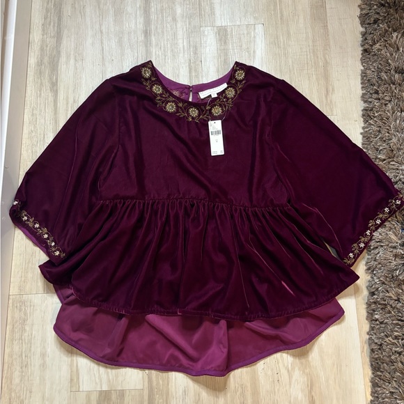 NWT Anthropologie Mayelle Velvet Babydoll Blouse Kavita Bhartia Medium - Picture 5 of 14